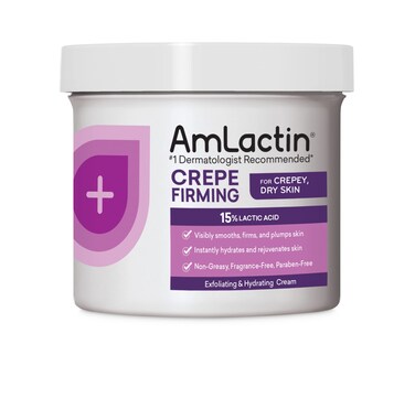 AmLactin Crepe Firming Cream  12 oz Body Cream with 15 Lactic Acid  Exfoliator and Moisturizer for Crepey Dry Skin