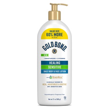 Gold Bond Healing Sensitive Daily Body  Face Lotion with Aloe Moisturizes Heals  Soothes Dry Sensitive Skin Value Size 21 oz