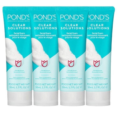 Ponds Clear Solution Foaming Face Wash Removes Excess Oil Face Cleanser 4Pack of 107 Fl Oz Each
