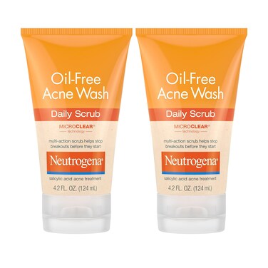 NeutrogenaOilFree Acne Face Scrub 2 Salicylic Acid Acne Treatment Daily Face Wash to help Prevent Breakouts Exfoliating Facial Cleanser for AcneProne Skin Twin Pack 2 x 42 fl oz