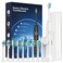 Rtauys S5 Sonic Electric Toothbrush for Adults with 8 Brush Heads IPX7 Travel Electric Toothbrush with Travel Case 25 Hours Charge for 120 Days 5 Modes with 2 Minutes Built in Smart Timer White