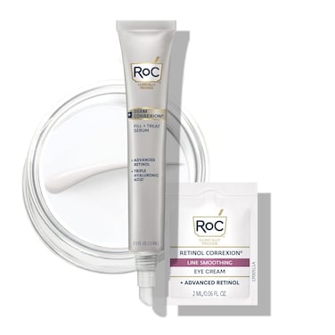 RoC Derm Correxion Fill  Treat Advanced Retinol Serum Wrinkle Filler Treatment with Hyaluronic Acid for Crows Feet 11 Wrinkles  Laugh Lines 5 fl oz with Retinol Packette Packaging May Vary