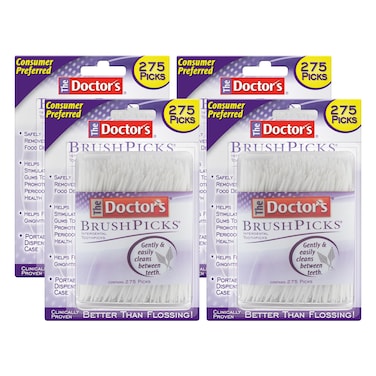 The Doctors BrushPicks Interdental Brushes and Dental Pick 2in1 Plaque Remover for Teeth 275 Toothpicks 4 Pack