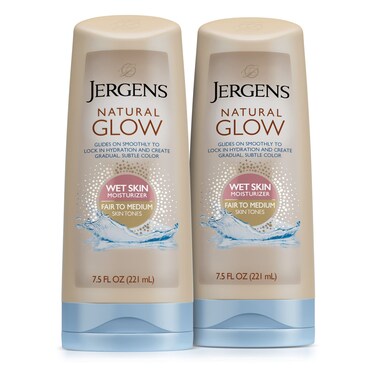 JergensNatural Glow Wet Skin InShower Self Tanner Body Lotion FairMedium Skin Tones pack of 2