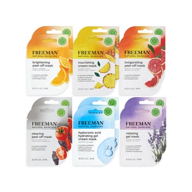 FreemanNaturals Facial Mask 12 Piece Variety Bundle PeelOff Gel  Cream Face Masks Hydrating Brightening  Nourishing Skincare Natural Ingredients Travel Size 033 fl oz10 ml Sachets