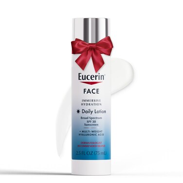 EucerinFace Immersive Hydration Daily Face Lotion Broad Spectrum SPF 30 Sunscreen Daily Moisturizer with Hyaluronic Acid Smooths Fine Lines and Wrinkles 25 Fl Oz Bottle