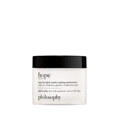 philosophyhope in a jar smoothglow multitasking face moisturizer  with provitamin P glycolic acid  hyaluronic acid  provides deep  longlasting hydration  smoother radiant skin