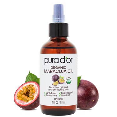 PURA DOR4 Oz Organic Maracuja Oil  Passion Fruit Seed Oil  100 Pure USDA Certified Premium Grade Cold Pressed Body Oil For Hair Skin  Face  Hydrating Therapy