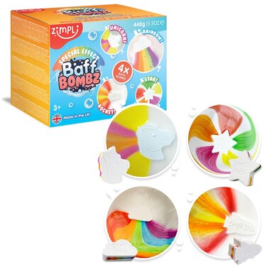 4 x Large Special Effect Bath Bombs Gift Set Cloud Rainbow Rocket Moon  Star Fizzers Ideal Birthday Present for Children Montessori Bath Toy Value Party Bag Fillers Moisturising for Dry Skin