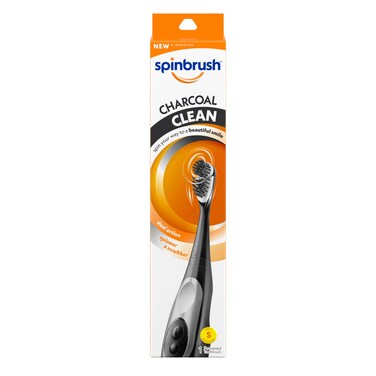 Spinbrush Charcoal Clean BatteryPowered Electric Toothbrush CharcoalInfused Soft Bristles Batteries Included 1Count