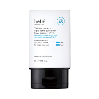 belifAqua Bomb SPF 45 Hydrating Niacinamide Sunscreen 169 fl oz  The True Cream PA Daily Broad Spectrum No White Cast Weightless  Invisible NonGreasy Korean Skincare