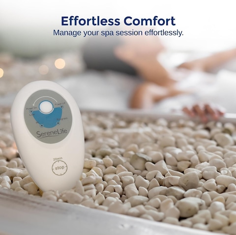 SereneLifePortable Spa Bubble Bath Massager  Relaxing Thermal Spa NonSlip Mat with Suction Cup Bottom Motorized Air Pump Adjustable Bubble Settings and Remote Control