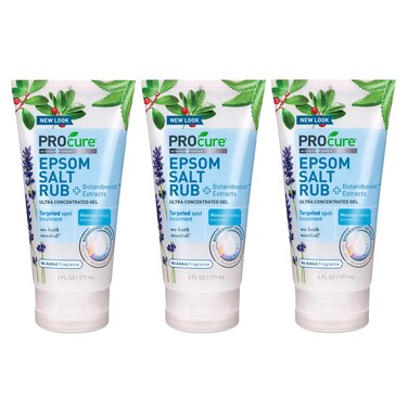 PROcure Epsom Salt Rub Gel with Aloe Vera Soothes Muscle Tension Aches  Soreness Directly Where It Hurts 6 Fl Oz Pack of 3