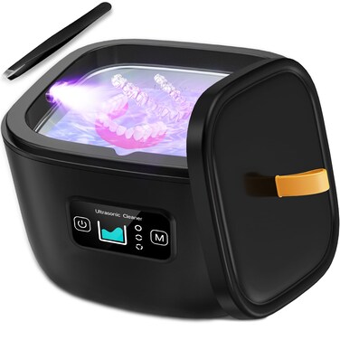 Ultrasonic Retainer Cleaner Machine for Denture  Raccomb UV Ultrasonic Cleaner 45kHz 255ML 3 Mode Adjustable Ultrasonic Jewelry Cleaner for Aligner Mouth Guard Toothbrush Whitening Tray Ring Diamond