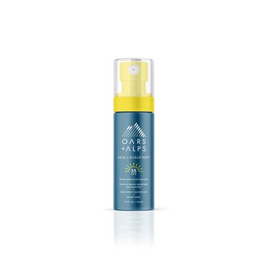 Oars  AlpsFace and Scalp Mist SPF 35 Sunscreen Protects from Blue Light Summer Splash Scent Water and Sweat Resistant 15 Fl Oz