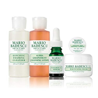 Mario BadescuThe Brightening Kit 5 Piece Kit With Glycolic Foaming Cleanser Alpha Grapefruit Cleansing Lotion Vitamin C Serum Whitening Mask  Glycolic Skin Renewal Complex