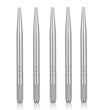 PinkiouMicroblading Kit 5 pcs Silver Hair Stroked Microblading Pen Eyebrow Tattoo Pen Holder microblading handles Tool Supplies