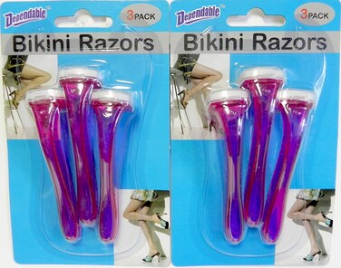 2 Packs of Bikini Razors Total 6 Pieces Ideal For a Brazilian Shave Personal Womens Ladies Bikini Shaver