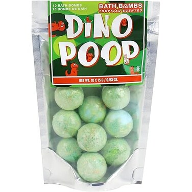 Gift Republic Dinosaur Poop Bath Bombs Tropical Scented Mini Green Bath Bombs for Kids Fun Bathtime Fizzies 10 Pack for Boys Girls Pampering Gift Set