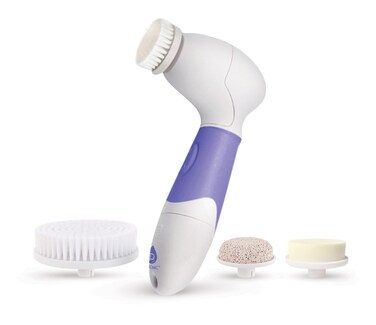Pursonic Advanced Facial And Body Cleansing Brush Includes Facial Brush Body Brush Pumice Stone And Sponge Brush purple