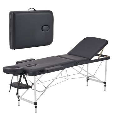 YOUNIKE Massage Tables Portable Lash Bed for Eyelash Extensions Professional Aluminum 3 Folding Lightweight Height Adjustable Facial Spa Beauty Salon Tattoo Home Black