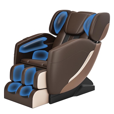 2024 Massage Chair Full Body Zero Gravity Massage Chair with Auto Modes 8 Fix Point Rollers Bluetooth Foot Massage Heating Function Brown