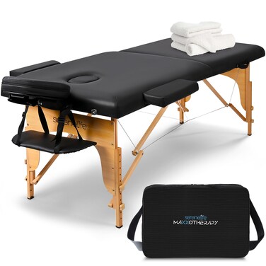 SereneLife Portable Massage Table Professional Adjustable Folding 3 Sections Massage Bed with Carrying Bag Lash Bed Ideal for Beauty Salon Physical Therapy Tattoo Parlor Spa  Facial Treatment