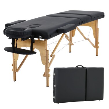FDW3 Fold Massage Table Portable Massage Bed Lash Bed Facial Table Esthetician Table Height Adjustable Salon SPA Bed Have NonWoven Bag for Spa Footmassage Facial CareSpa Tattoo Black