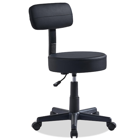 VECELO Swivel Salon Spa Stool with Backrest Support Adjustable Hight Rolling Office Chair Ideal for Garage Beauty Barber Tattoo Massage Drafting