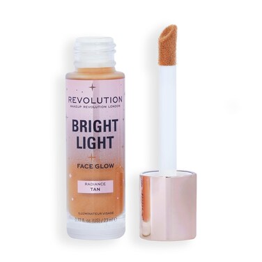 Revolution Bright Light Face Glow Lightweight  Brightening MultiUse Skin Tint Illuminating and Natural Glow Finish Radiance Tan 077 Fl Oz