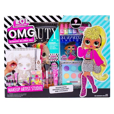 Horizon Group USA LOL OMG Make Up Artist Studio DIY Craft Kit Design with Brushes Crayons  StickersUse Stencils to Color in MakeUpNail Polish Decals  Surprise Blind Bags Included