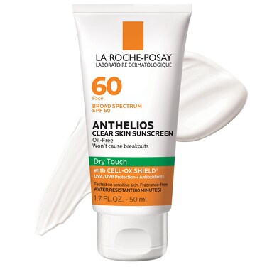 La RochePosay Anthelios Clear Skin Sunscreen Dry Touch SPF 60  Oil Free Sunscreen For Face  Oil Absorbing  Broad Spectrum SPF  Antioxidants  NonGreasy  Oxybenzone Free  Travel Size Sunscreen