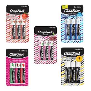 ChapStickClassic Collection Flavored Lip Balm Tubes Pack Lip Moisturizer  015 Oz Box of 5 Packs of 3