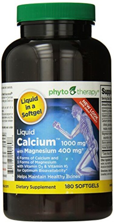 PhytoTherapy Liquid Calcium with Magnesium Softgels 1000 mg 180 Count