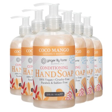 Ginger Lily Farms Botanicals Conditioning Liquid Hand Soap Coco Mango 100 Vegan  CrueltyFree Coconut Mango Scent 12 Fl Oz Pack of 6