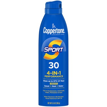 Coppertone SPORT Sunscreen Spray SPF 30 Water Resistant Sunscreen Broad Spectrum Spray Sunscreen SPF 30 55 Oz Spray