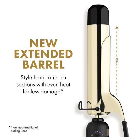 HOT TOOLSNew and Improved 24K Gold Professional 15 Extended Barrel Curling Iron with Clamp for Loose Curls  24K Gold Technology for LongLasting Results  Longer Barrel for Easy Styling