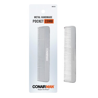 ConairMAN Pocket Comb  Beard comb and hair Comb for Men  Metal Comb Perfect for Everyday Use Travel Comb  Silver