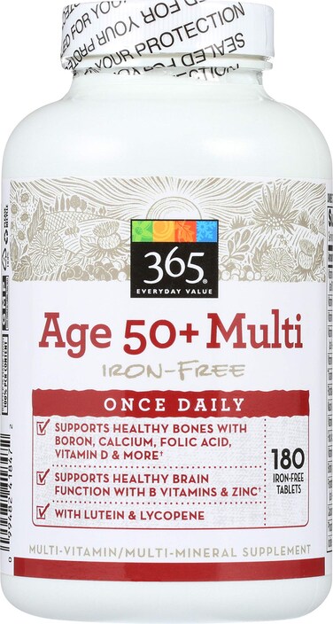 365 Everyday Value Age 50 Multi IronFree 180 ct