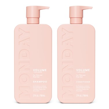 MONDAY HAIRCARE Volume Shampoo  Conditioner Set 2 Pack 27oz Each for Thin Fine and Oily Hair Made from Coconut Oil Ginger Extract  Vitamin E 100 Recyclable Bottles