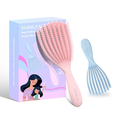 Detangler Brush for Curly Hair Hair Brush Set for Wet Dry Curly Straight Thick Thin Hair PainFree Brush Hair Smaller Brush for Traveling Curly Hair Brush for Women Men Kid Pink  Blue