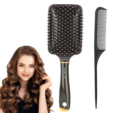 Paddle Brush for Blow Drying Detangling Brush for Curling Straight Thick Thin Wet and Dry Hair Large Paddle Hair Brush with Soft Nylon Bristle Hair Brushes for Women Men Kids