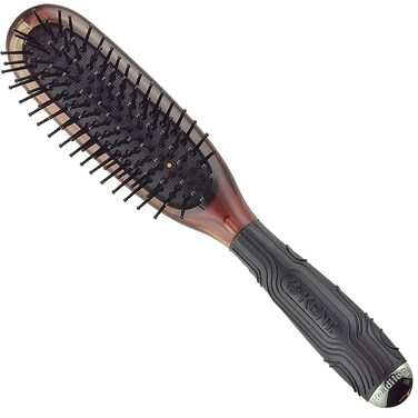 Kent KB Headhog Travel Detangling Hair Brush Tortoise Shell Black Rubber Cushion Detangler Brush and Scalp Brush Firm Rounded Plastic Bristles for Women Men and Kids Everyday Care Made in England