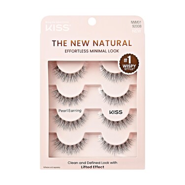 KISSThe New Natural False Eyelashes Pearl Earring 12 mm Includes 4 Pairs Of Lashes Contact Lens Friendly Easy to Apply Reusable Strip Lashes