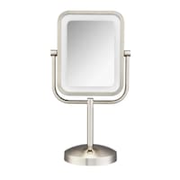 Conair Lighted Makeup Mirror LED Vanity Mirror 1X8X Magnifying Mirror Battery Operated in Brushed Nickel