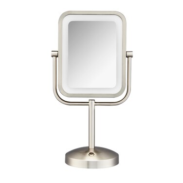 Conair Lighted Makeup Mirror LED Vanity Mirror 1X8X Magnifying Mirror Battery Operated in Brushed Nickel