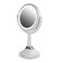 OVENTELighted Vanity Mirror Table Top 360 Degree Spinning 6 Double Sided Circle LED 1X 5X Magnifier with MP3 Audio Builtin Wireless Speaker Rechargeable USB Operated White MRT06W1X5X