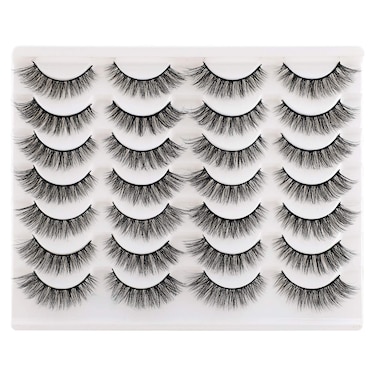 NewcallyLashes False Eyelashes Cat Eyes Wispy Natural Faux Mink Lashes 14 Pairs Pack Light Volume Short Fake Eye Lashes Multipack