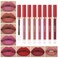 QiBest 8pcs Matte Liquid Lipstick with Lip Plumper Makeup Set Velvety Long Lasting High Pigmented Nude Waterproof Lip Gloss Kit Girls Women Make Up Gift Set