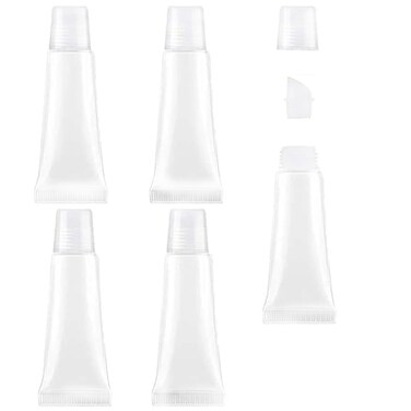 Empty Lip Gloss Tubes Lip Balm Travel Toothpaste Containers Refillable Small Squeeze Bottles Mini Lipgloss Cream Dispenser 10 ml 5 Pack